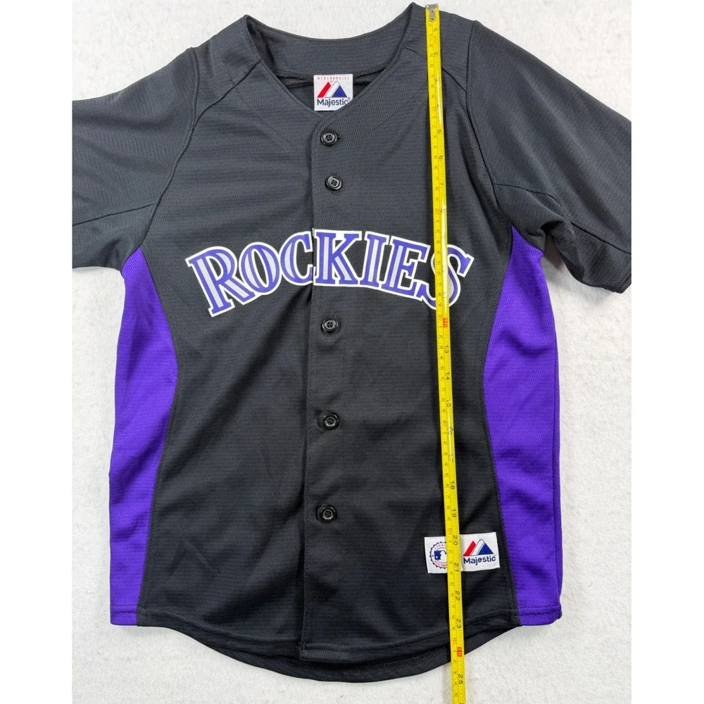 Colorado Rockies Majestic Youth Medium Black Purple MLB Baseball Jersey